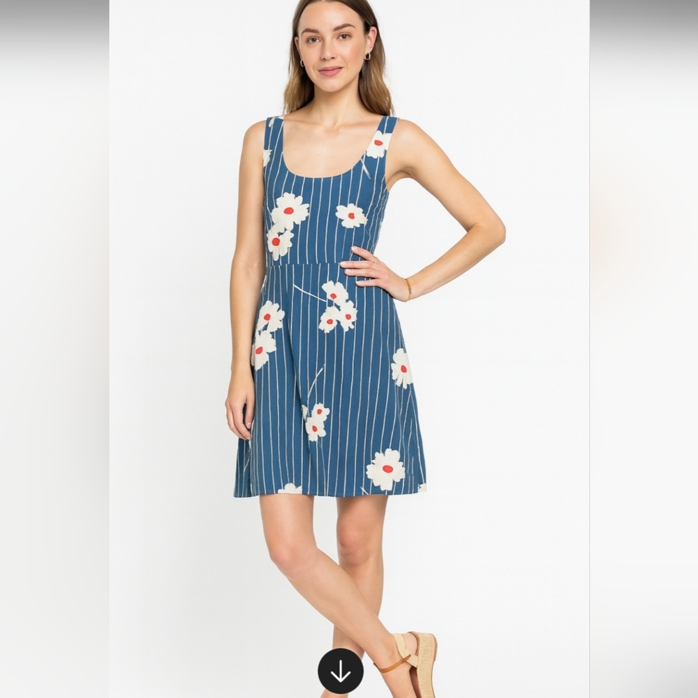 Modcloth "I Know A Shortcut" Striped Floral Cutout Fit And Flare Dress